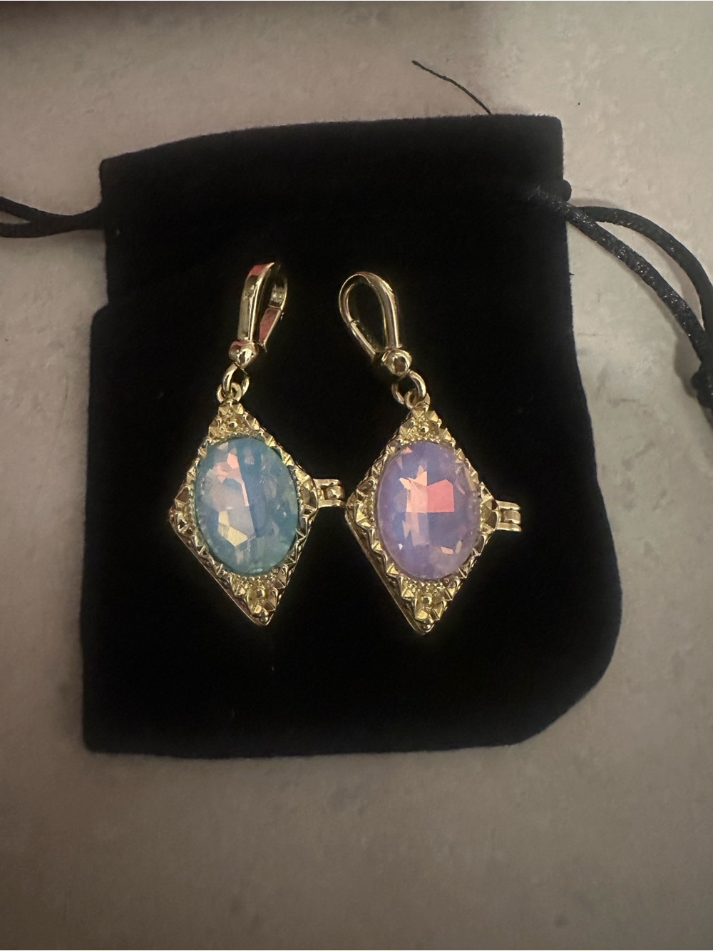 Set of Two Judas Charms in Blue and Purple Opal